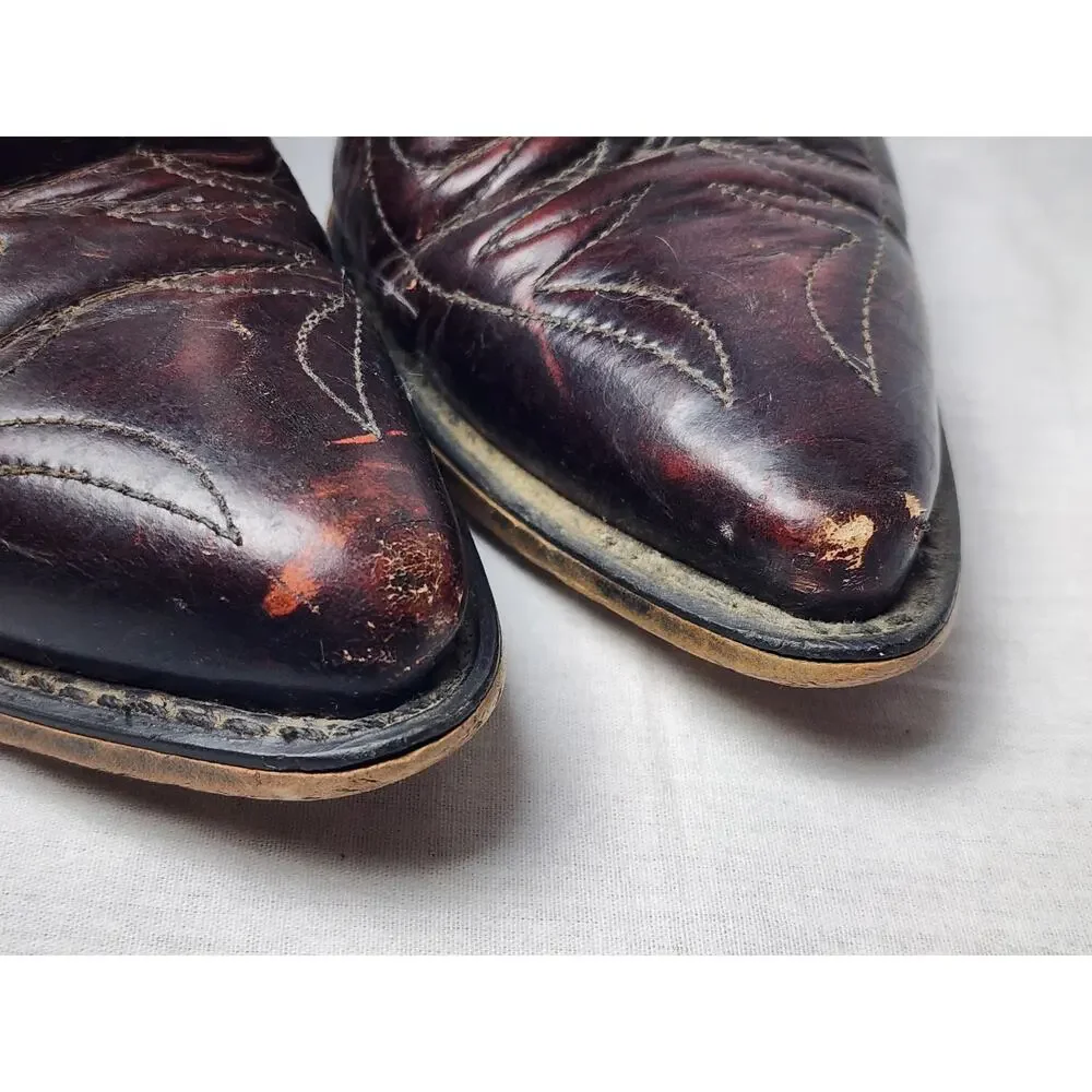 Acme Circle A Men's Size 8 E Western Brown Embroidered Leather Cowboy Boots